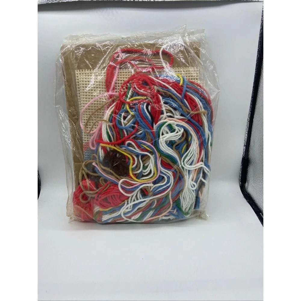 Vintage National Yarn Crafts 3D Needlry Christmas Stocking Kit Bear Candy Cane